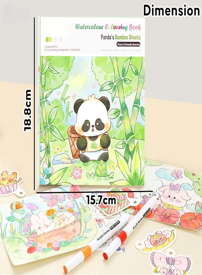 HELIMIX Watercolor Painting Book Set for Kids- DIY Graffiti Coloring Note-Book with Watercolor 12 Colours Solid with Brush Craft Activity Book for Boys & Girls (Panda) - Image 4